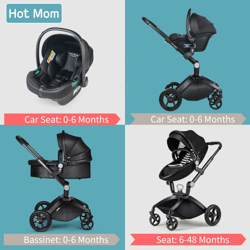 eeGee Hot Mom Elegance F022 3 in 1 Baby Stroller Grid with black car seat