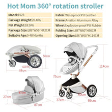 Carica l&#39;immagine nel visualizzatore di Gallery, hot mom - cruz f023 - 2 in 1 baby stroller with 360° rotation function - dark grey