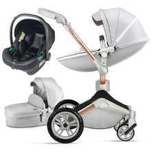 Laden Sie das Bild in den Galerie-Viewer, Hot Mom - Cruz F023 - 3 in 1 Baby Stroller - Grey - Light grey with car seat / International - Baby Stroller