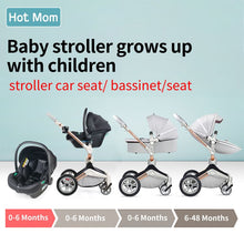 Laden Sie das Bild in den Galerie-Viewer, Hot Mom - Cruz F023 - 3 in 1 Baby Stroller - Grey - Light grey with car seat / International - Baby Stroller