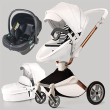 Laden Sie das Bild in den Galerie-Viewer, Hot Mom - Cruz F023 - 3 in 1 Baby Stroller - White - White with car seat / International - Baby Stroller