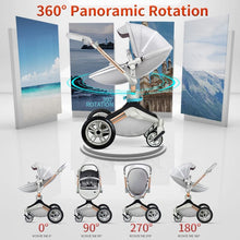 Laden Sie das Bild in den Galerie-Viewer, hot mom - cruz f023 - 3 in 1 baby stroller with 360° rotation function  - grey