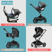 Cargar imagen en el visor de la galería, hot mom - elegance f022 - 2 in 1 baby stroller - black