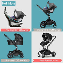 Laden Sie das Bild in den Galerie-Viewer, hot mom - elegance f022 - 3 in 1 baby stroller - black