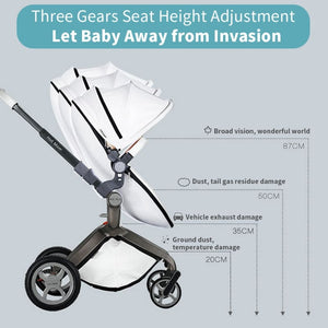 hot mom - elegance f022 - 3 in 1 baby stroller - white